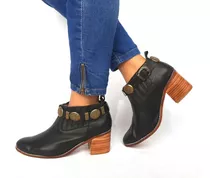 Sam123 Botas Bajas Talles Grandes Cuero Mujer Tita Negra