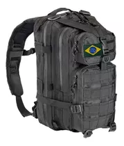 Mochila Militar 40l Unissex Escolar Preta Com Bandeira