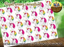 Papel Arroz 3,8 Cm Pirulito Cupcake Cabeça Unicórnio