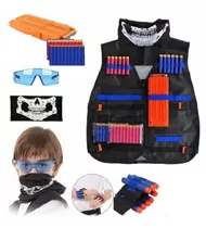 Kit Colete Infantil Dardos Nerf Óculos De Proteção Bandana