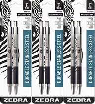 Bolígrafo - Zebra F-301 Bolígrafo Retráctil De Acero Inoxida