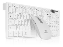 Teclado E Mouse Sem Fio Wireless Usb Super Compacto Premium Cor Do Mouse Branco Cor Do Teclado Branco