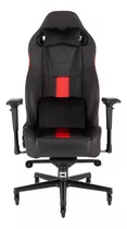 Silla De Escritorio Corsair T2 Road Warrior Gamer Ergonómica  Negra Y Roja Con Tapizado De Cuero Sintético