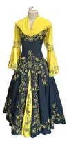 Vestido Feminino Prenda Gaúcha Amarelo Bordado Baile Rodeio