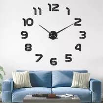 Reloj De Pared 3d Grande Números Negros Color De La Estructura Negro