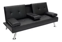 Sofa Cama Sillon Juego De Living Reclinable Posavaso Negro