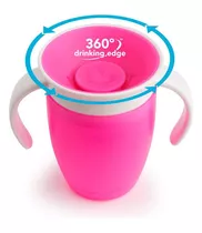 Copo Antiderrame Munchkin 360 Com Alças De 6 Meses Ou Mais Rosa