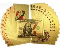 Baralho Folheado Cor Ouro Dourado Gold Poker Truco Cartas