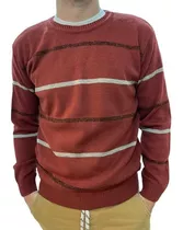 Sweater Ruptura Cuello Redondo Hombre Pullover Rayado