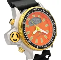 Relógio Masculino Aqualand Série Ouro Laranja Luxo