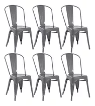 6 Cadeiras Iron Tolix Aço Metal  Industrial Vintage Cores Av Cor Da Estrutura Da Cadeira Cinza-escuro
