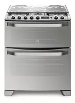 Cocina Electrolux 76dxr A Gas/eléctrica 5 Hornallas  Acero Inoxidable 127v/220v Puerta Con Visor 125.1l Con Horno Doble