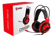 Auricular Gamer Msi Ds501 Gaming Headset Pc Playstation 4 Color Negro/rojo