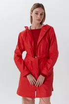 Impermeable Engomado Con Capucha Rojo Mujer Desiderata