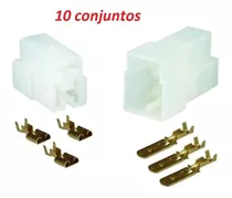 Conector 3 Vias Universal Com Terminais Macho E Femea 10 Pçs