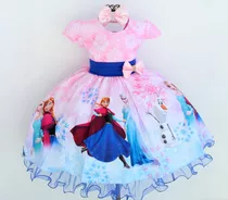 Vestido Infantil Festa Frozen Elsa Luxo Envio Imediato