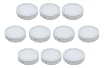 Pack X10 Foco Led 18w Blanco Frío Sobrepuesto Redondo 