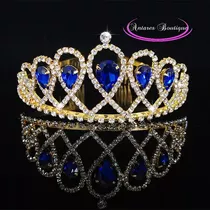 Tiara Corona Piedras Azules, Novia, Quinceañera, Reinados