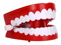 Dentadura A Cuerda Saltarina Broma Chasco Dientes Freneticos Color Rojo