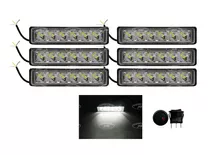 Faro 6 Led Horizontal Con Estrobo (6 Pzas.) + Switch Regalo