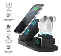 Base Carregador Dock Station Para Apple Watch Airpod iPhone Cor Preto