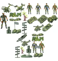 Kit Brinquedos Veículos Militares Soldados Miniatura 35 Pçs