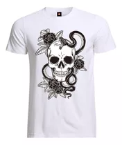 Remera Estampada Varios Diseños Calavera Y Serpiente