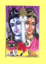 Afiche Poster Shiva Parvati Ganesha   Deidades Del Hinduismo
