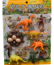 Brinquedo Século Do Dinossauro Cartela Com 9 Peças + Brinde