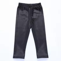 Pantalón Calza Niña Imitación Cuero Afranelado Negro 2 A 12