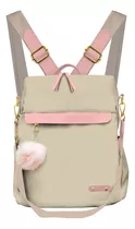 Mochila Cartera Mujer Urbana Espaciosa Correa Regulable Color Beige