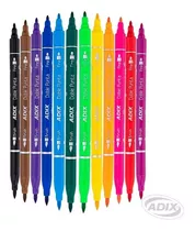 Set Marcadores Brush Pen Kids Doble Punta Adix 12 Colores