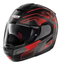 Casco Abatible De Moto Nolan N90-3 Comeback 44 Negro/ Rojo Tamaño Del Casco M (57-58cm)