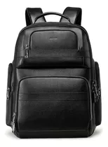 Mochila De Cuero Porta Computadora 15,6  Puerto Usb Negro