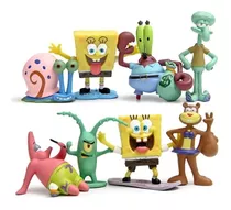 Boneco Bob Esponja Kit Coleção 8 Unidades Lula Molusco Sandy