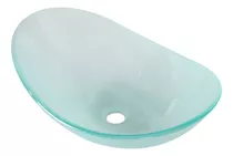 Solana Ovalin Lavabo De Vidrio Templado De 45 Cm Modelo Denver  Color Esmerilado / Lavabo Ovalin Ovalado De Cristal Para Sobreponer En Tocador De Baño