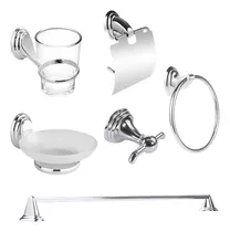 Juego Baño Accesorios 6 Piezas Acero Inoxidable Cromado Lujo