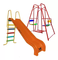 Hamaca Gemela 1.40 + Tobogan Pvc 5 Escalones Vxplay