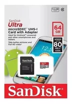 Memoria Micro Sd Sandisk 64g Clase 10 De 80mb/s Original 