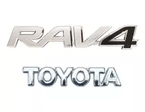 Emblemas Rav4 + Toyota Linha 2006 Até 2012 (kit 2 Pçs)      