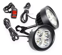 Kit X2 Faros Led Soporte Al Espejo + Tecla Switch Moto