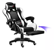 Silla Gamer Vidita Ergonómica  Negra Y Blanca Con Tapizado De Poliuretano