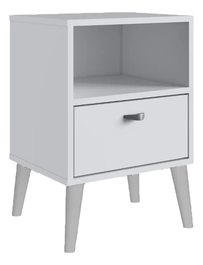 Mesa De Luz 1 Cajon Con Guias Metalicas Blanco Mdp Cm009 LG Amoblamientos