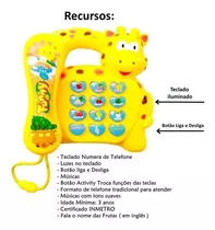 Brinquedo Telefone Infantil Musical Bebê Educativo Girafinha Cor Amarelo N/a