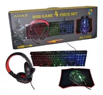 Combo Teclado + Mouse + Audifono + Padmouse Aoas Gamer Led