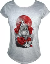 Remera Sublimada Mujer Leon Blanco