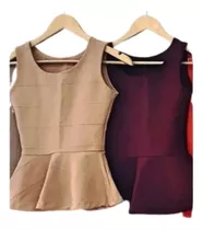 Blusa Peplum Regata Cintura Fina Linda Bandagem 36-46