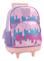 Mochila Con Carro Trendy 18 PuLG Colores Carrito Escolar Color Rosa