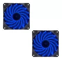 Kit C/ 2 - Cooler Fan P/ Gabinete 120mm 12cm C/ 15 Led Azul