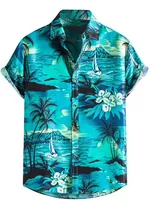 Camisa De Playa Para Hombre Manga Corta Hawaiana